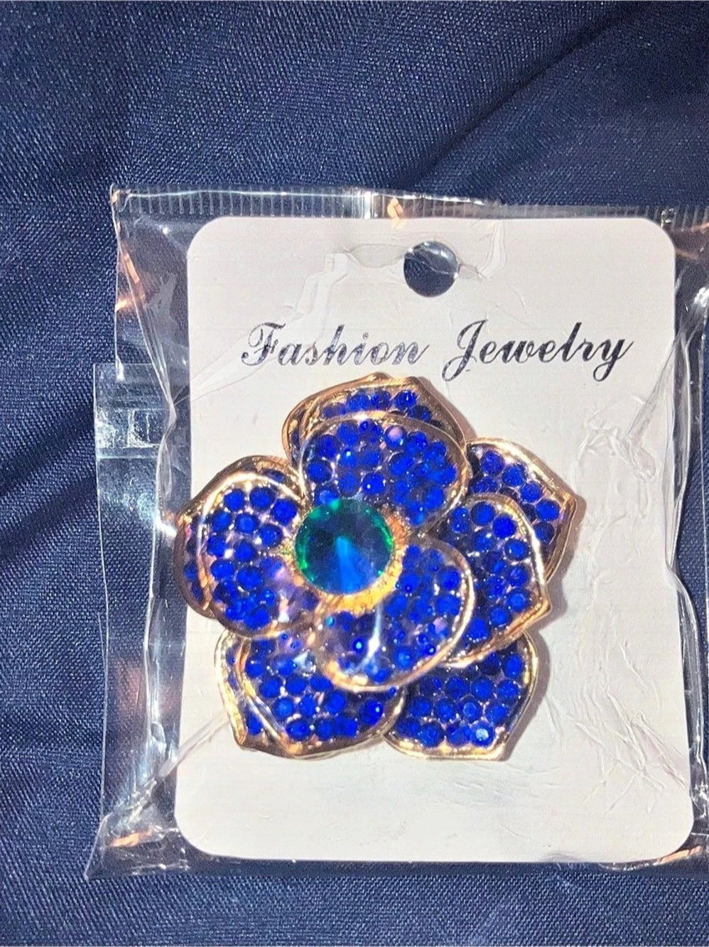 Blue Floral Brooch NWT